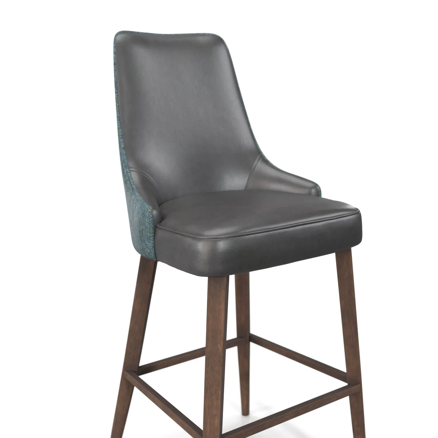 Leather Fabric Seat And Wooden Base Bar Stool PBR 3D Model_05